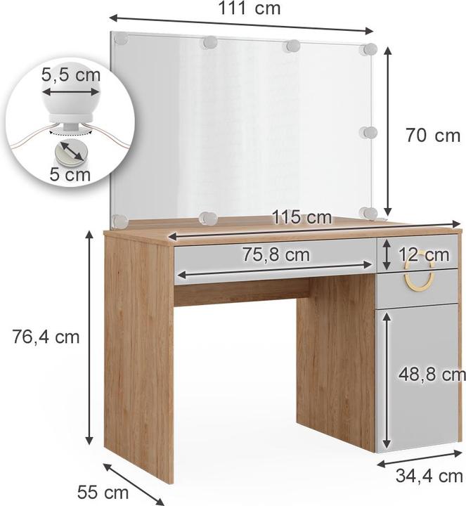 Image du produit Vicco Adela avec éclairage LED (115 x 55 x 76.40 cm)