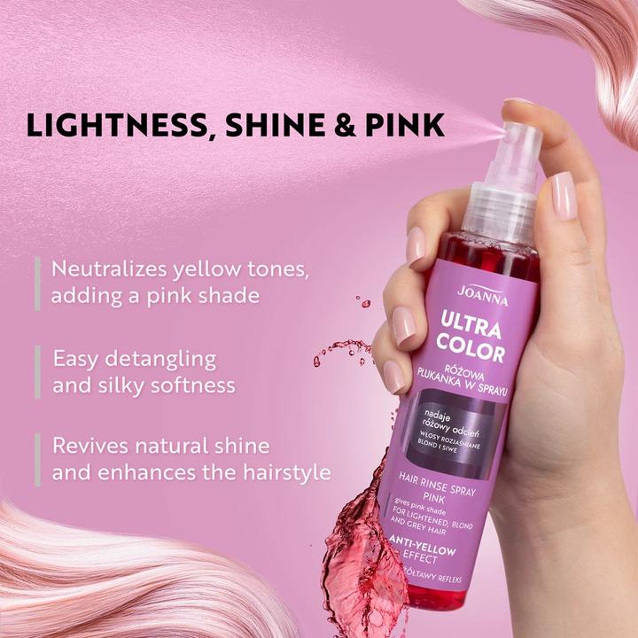 Actual product image Joanna Ultra Colour System Hair Rinse Spray Pink Spray Rinse Giving Pink Shade Pink 150Ml (150 ml)
