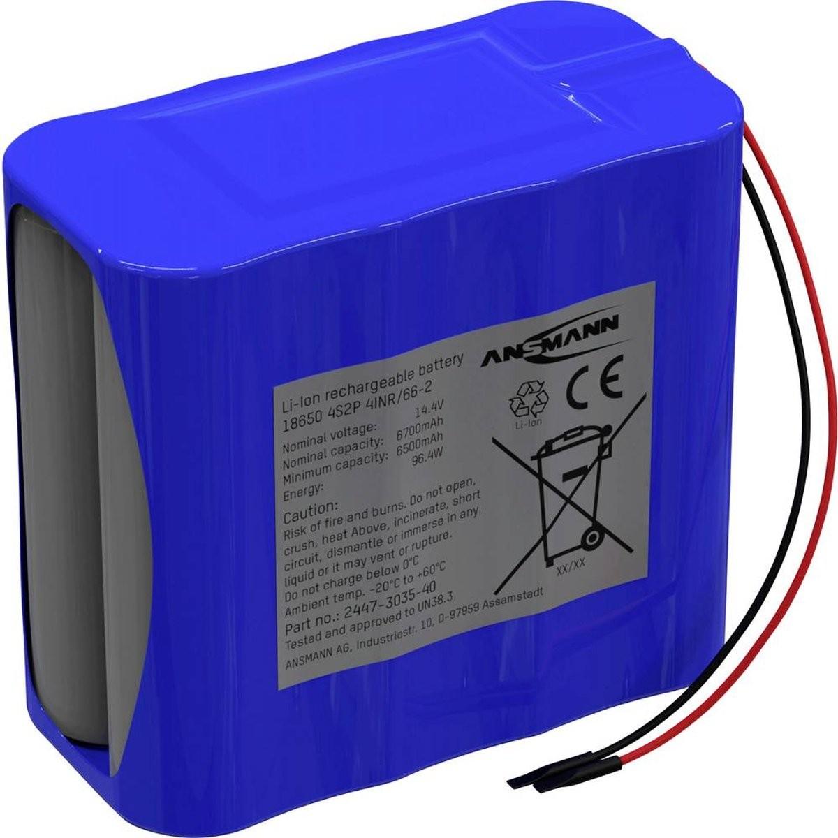 Ansmann 4S2P Akkupack 8x 18650 Kabel Li-Ion 14.4V 6700mAh Akkupack 8x Li-Ion 1 (1 pz., 6700 mAh), Batterie + pile