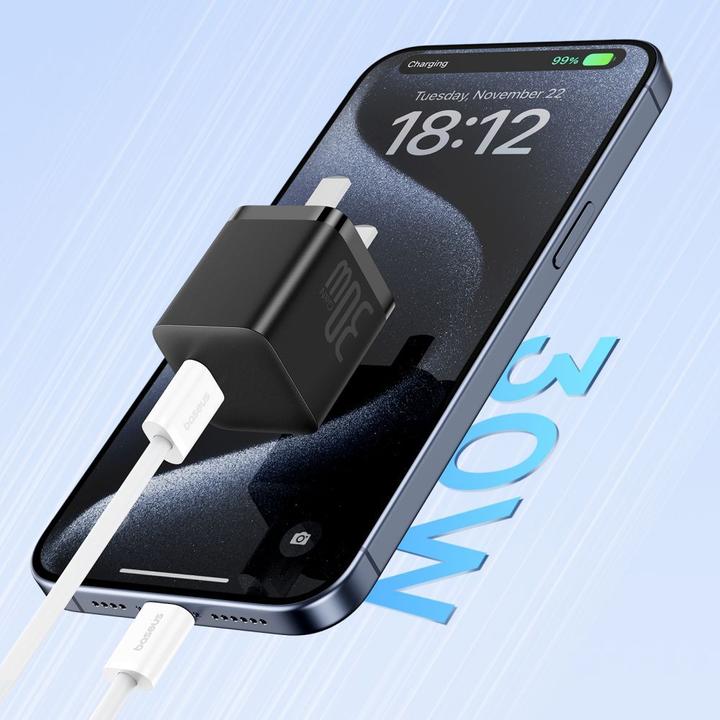 Actual product image Baseus Superior Series ll USB-C - USB-C 30W 480Mb/s 2m cable - white (2 m, 30 W)