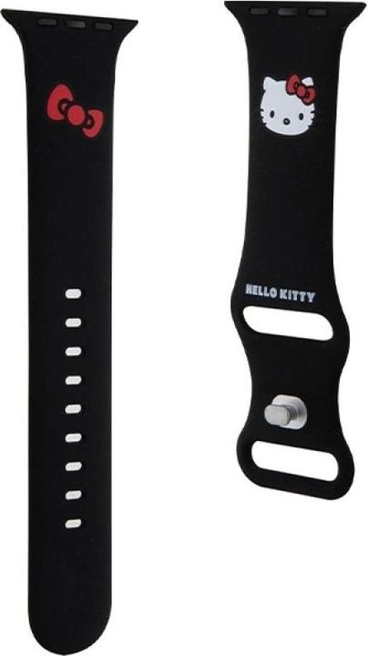 Immagine prodotto Hello Kitty Pasek HKAWLSCHBLK Apple Watch 42/44/45/49mm czarny/cinturino nero Silicone Kitty Head (Acciaio inossidabile, Silicone, TPU)