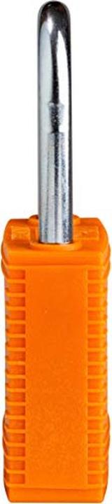 Actual product image Brady Safekey nylon safety lock with steel shackle, orange, 38 mm shackle height, 6.4 mm shackle diam
