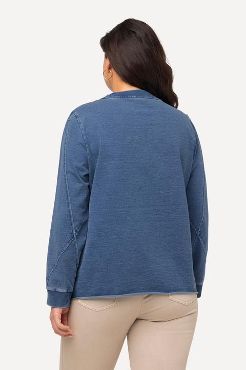 Produktbild Ulla Popken Sweatshirt, Schmucknähte, offenkantig, Rundhals, Langarm (58)