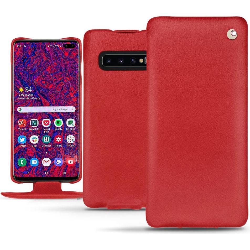 Noreve Lederschutzhülle vertikal (Samsung Galaxy S10 5G), Smartphone Hülle, Rot