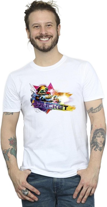 Actual product image Mens Guardians Of The Galaxy Abstract Rocket Raccoon T-Shirt (L)