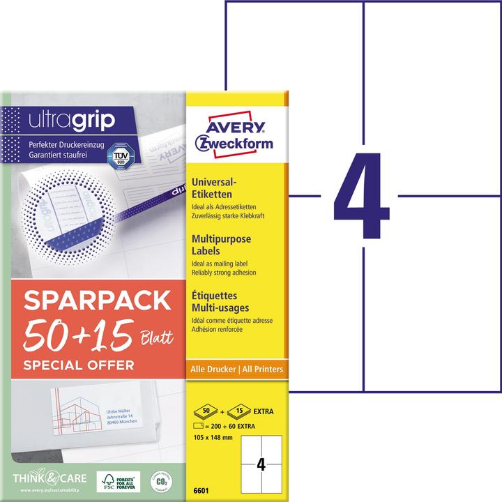 Produktbild Avery ultragrip SPARPACK 50 + 15 Blatt