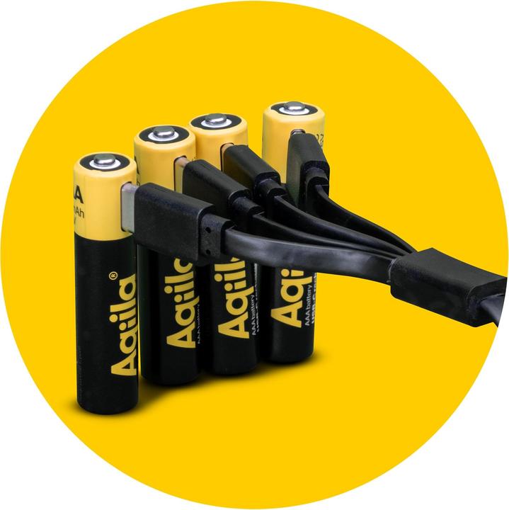 Produktbild Aqiila - USB-C Wiederaufladbare Batterie - AAA - 600 mAh - 4er-Pack (4 Stk., AAA, 600 mAh)