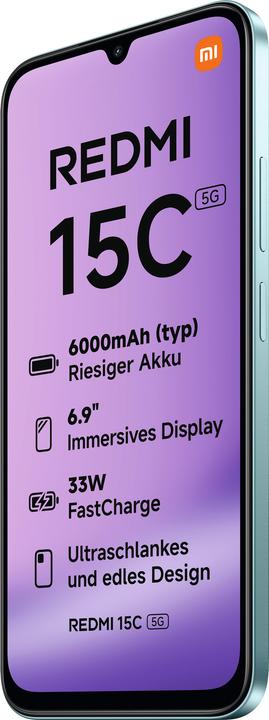 Actual product image Xiaomi Redmi 15C (128 GB, Mint green, 6.90", Dual SIM, 5G)