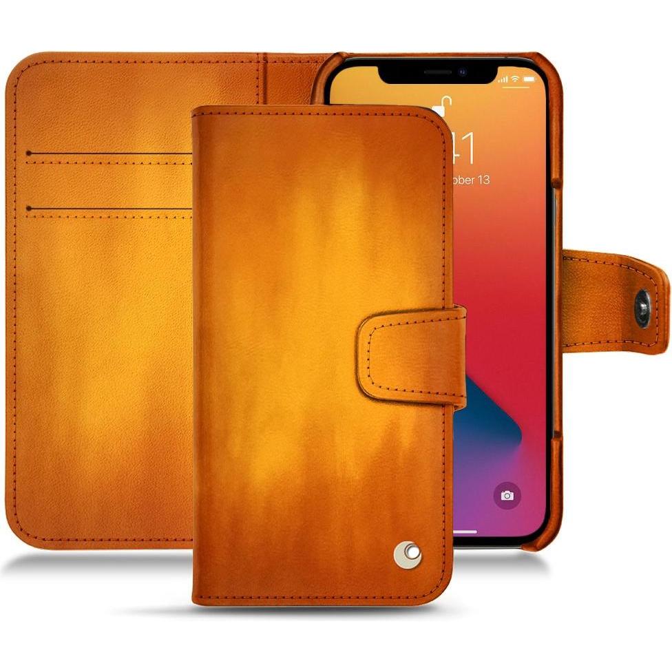Noreve Lederschutzhülle Wallet (Apple iPhone 13 Pro Max), Smartphone Hülle, Orange