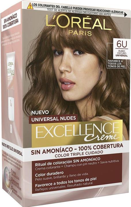 Produktbild L'Oréal Paris Excellence Creme Universal Nudes 6U Dunkelblondes Haarfärbemittel 173g (Dunkelblond)