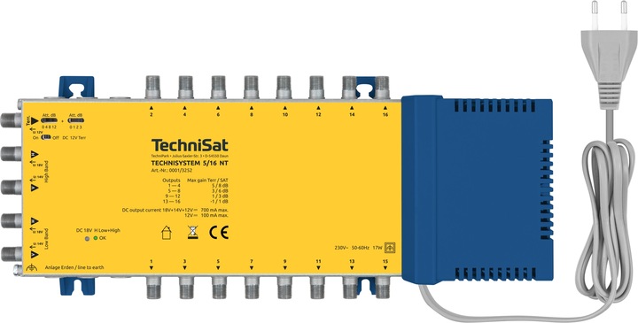 Produktbild TechniSat TECHNISYSTEM 5/16 NT Sat Verteiler 16 Ausgänge 50 / 60 Hz (Multischalter)