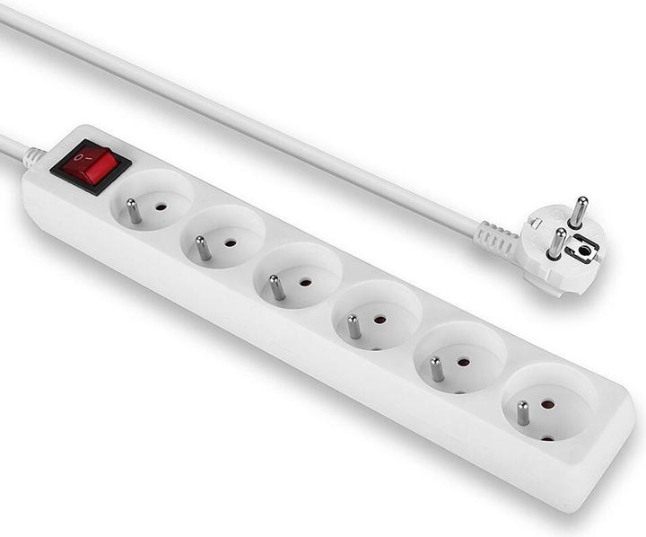 Actual product image Lindy 6 way Mains Gang Socket with switch FR France (6x, CEE 7/5, 1.40 m)