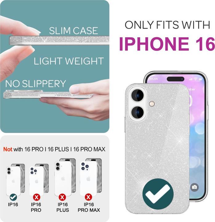 Produktbild Nalia Glitzer Hybrid Hülle (Apple iPhone 16)
