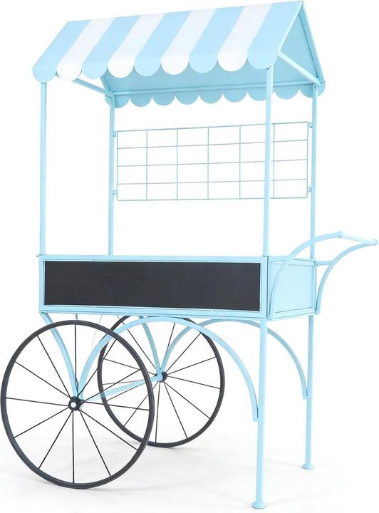 HTI-Living Blumenwagen Vintage Metall blau Dekowagen Buffetwagen auf Rädern