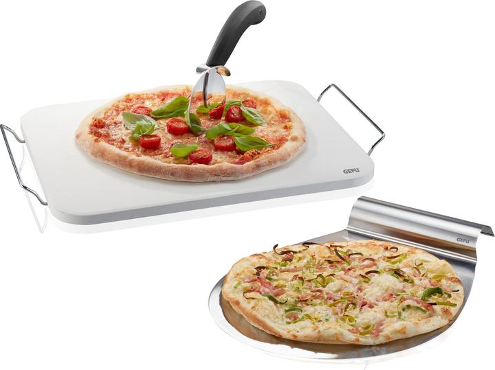 GEFU Set: DARIOSO pizzasteen met rooster + pizzasnijder