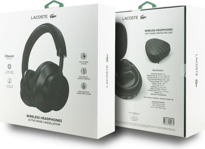 Productafbeelding Lacoste Headphones on-ear Nomogramme LH02 Hybrid ANC Bluetooth black (ANC, 72 h, Draadloze)