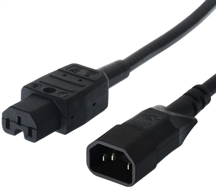 Bachmann mains cable cold appliance plug IEC320 C14 - hot appliance socket IEC320 C15 black 1.5m (1.50 m)