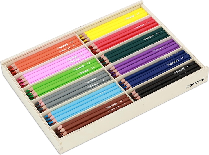 Betzold 144 dicke Dreikantstifte (17,5 cm) in Holzbox (Bunt, 1 x)