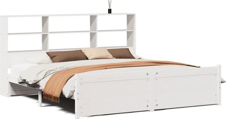 Produktbild vidaXL Massivholzbett Holzbett Bett mit Regal ohne Matratze Weiss 180x200cm (180 x 200 cm)