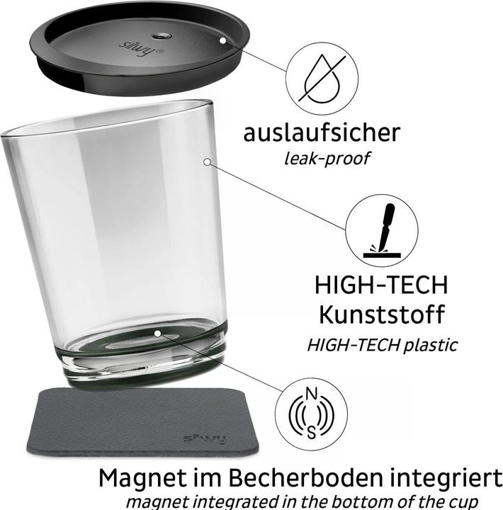 Actual product image Silwy Magnetic plastic drinking cup triple grey