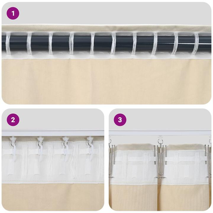 Produktbild VidaXL Verdunkelungsvorhänge mit Klettband 2 Stk. Creme Samt (140 x 140 cm)