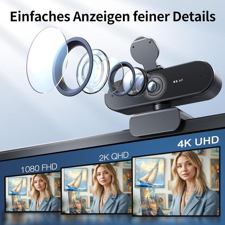 Actual product image EMeet Nova 4K Webcam mit Rauschunterdrückungs-Mikrofonen