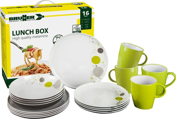 Produktbild Brunner 0830155N.C7B Geschirr-Set Space 16 tlg., Weiss/Grau/Grün