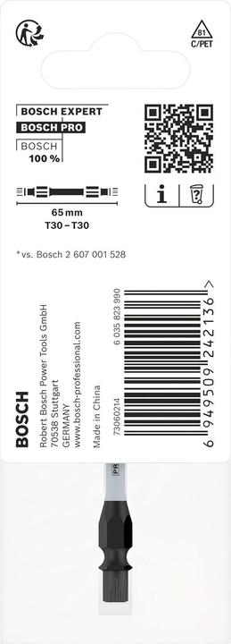 Produktbild Bosch Professional Zubehör PRO Impact Schrauberbit mit Doppelklingen und Pick and Click-Einsätzen, T30, 65 mm