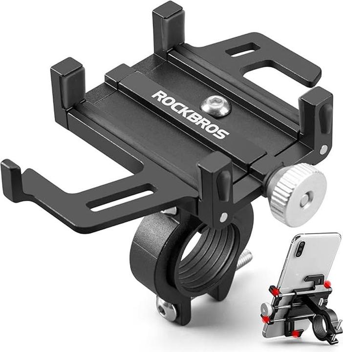 Actual product image Rockbros 699-BK Aluminium Alloy Bicycle Phone Holder - Black