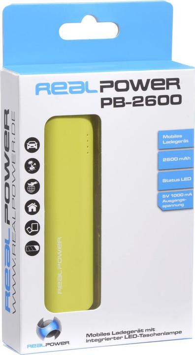 Produktbild RealPower PB2600 (2600 mAh, 18 W, 9.62 Wh)