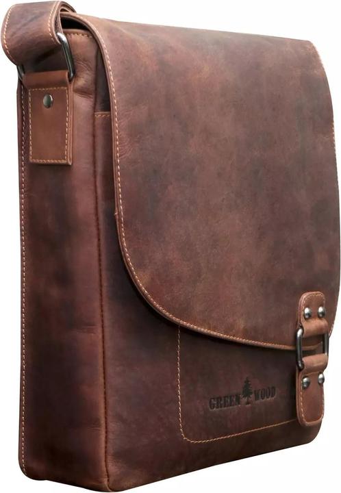 Produktbild Greenwood Herrentasche Echtleder 12 Zoll Hetwig Vintage Look Khaki No.14