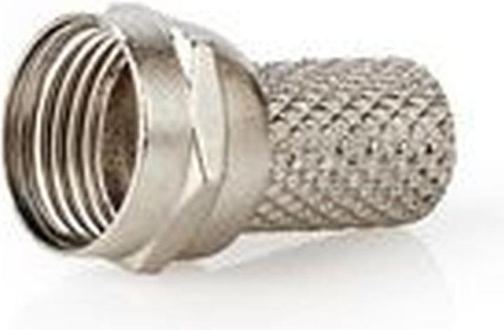 Actual product image Nedis F-plug straight plug nickel-plated 75 Ohm twist-on cable entry diameter: 7.4 mm zinc alloy (75 dB, Plugs and connectors)