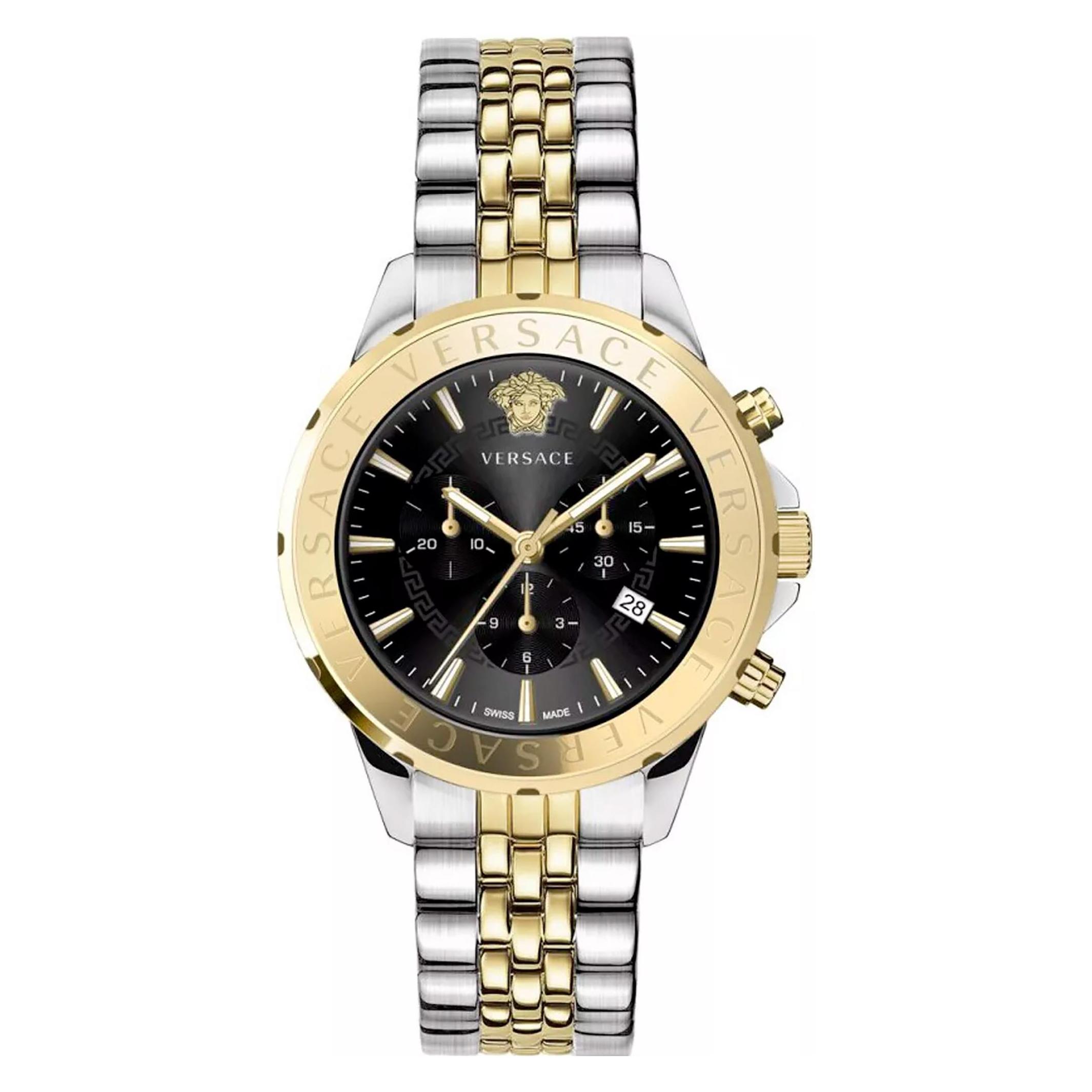 Versace, Armbanduhr, VEV602223 Signature, Gold, Silber, (Swiss Made, Chronograph, 44 mm)