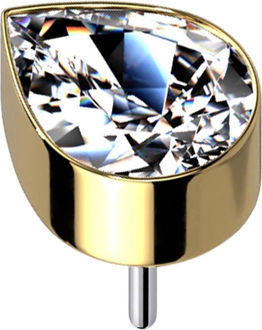 Actual product image Star Piercing Threadless gold-plated with drop crystal silver (without brass, Titanium)
