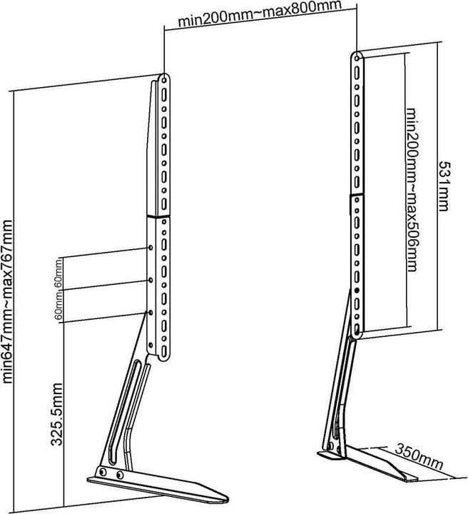 Actual product image Nedis Fixed TV stand / 13-70 / maximum supported screen weight: 50 kg / adjustable vore (50 kg, 13" - 70")