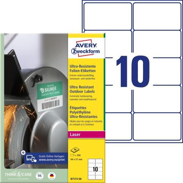 Avery, Etiketten, Ultra-robuste Folienetiketten