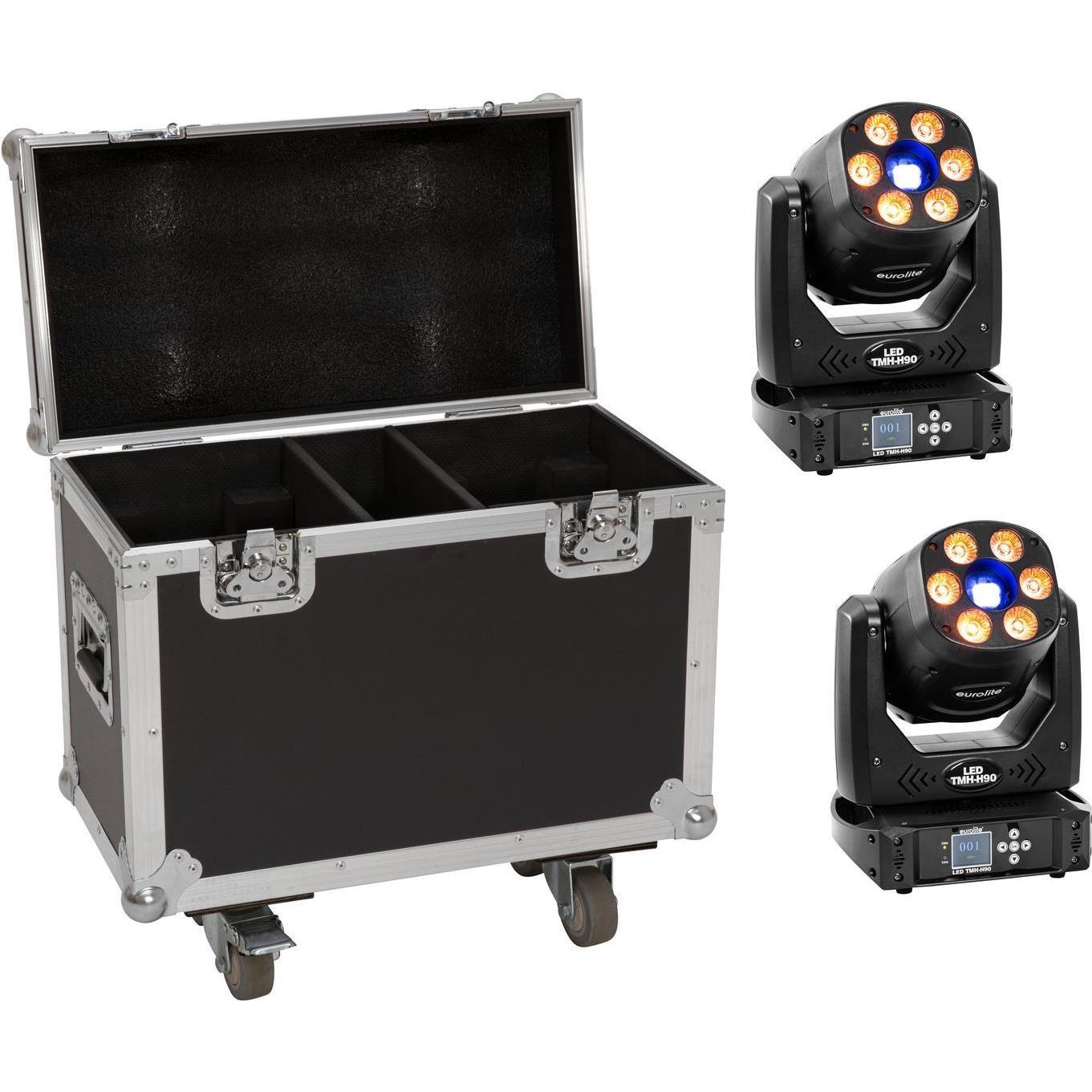 Eurolite Set 2x LED TMH-H90 + Case mit Rollen, Licht Set
