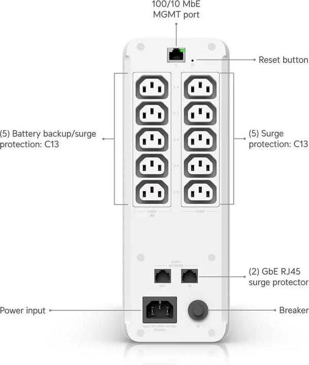 Productafbeelding Ubiquiti UPS-Tower (1000 VA, 600 W, Lijninteractief UPS)