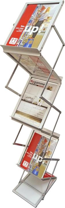 Twinco Prospektständer H1450xB270xT360mm Aluminium silber zusammenklappbar 6 Fächer A4 (A4)