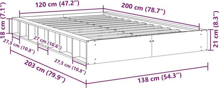 Image du produit vidaXL Bettgestell (120 x 200 cm)
