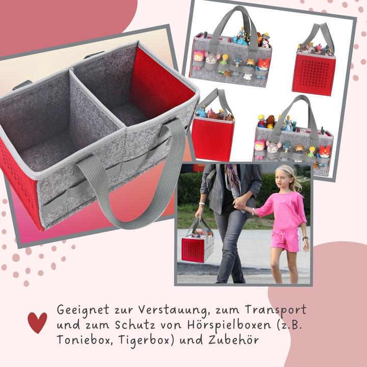 Produktbild Hermex Aufbewahrungstasche für Hörspielbox und Figuren Organizer-Tasche für Hörspiel Rot