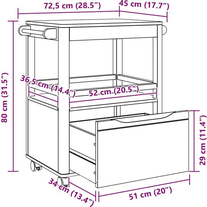 Immagine prodotto vidaXL Küchenwagen