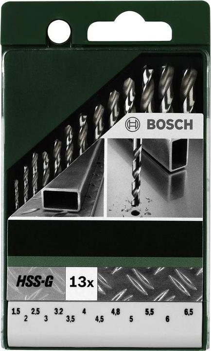 Produktbild Bosch Professional Zubehör 13tlg. Metallbohrer-Set HSS-G, DIN 338 (1.5 mm, 2 mm, 2.5 mm, 3 mm, 3.5 mm, 4 mm, 4.5 mm, 5 mm, 5.5 mm, 6 mm, 6.5 mm)