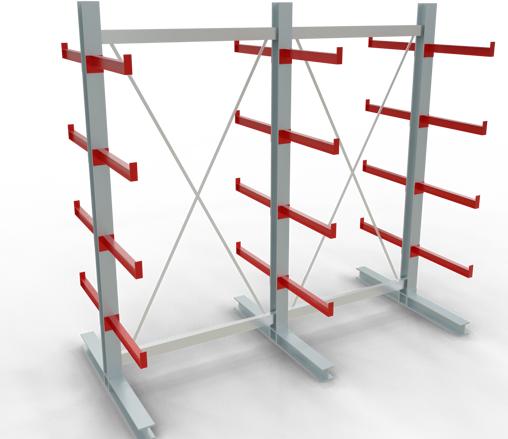 Produktbild Schulte Lagertechnik K 3000 Kragarm-Komplettregal 3 Ständer - 2-seitig