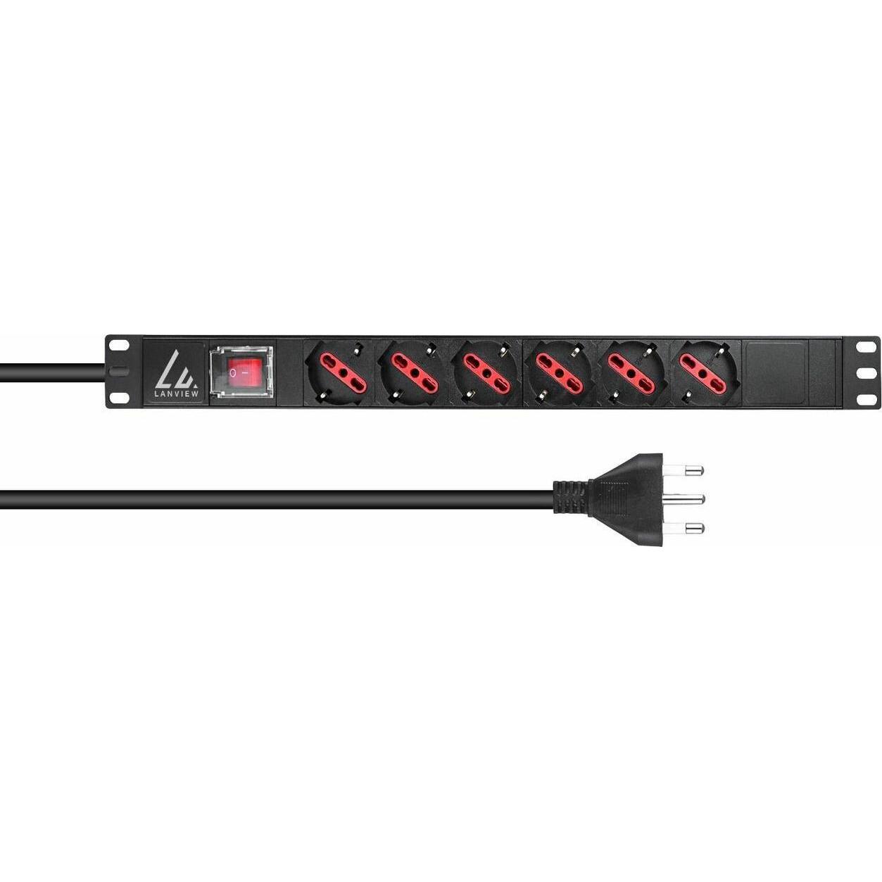 Lanview 1U 19 inch 6 port Type F/J, USV Zubehör