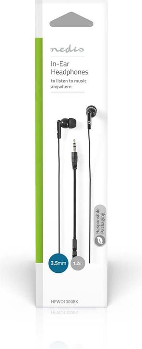 Actual product image Nedis Headphones with cable | 3.5 mm | cable length: 1.20 m | Black (Cable)