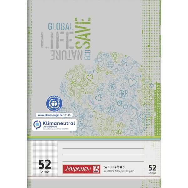 Thumbnail - Brunnen, Heft + Block, Schulheft A6 32 Blatt RC Lineatur 52 (A6, Kariert)