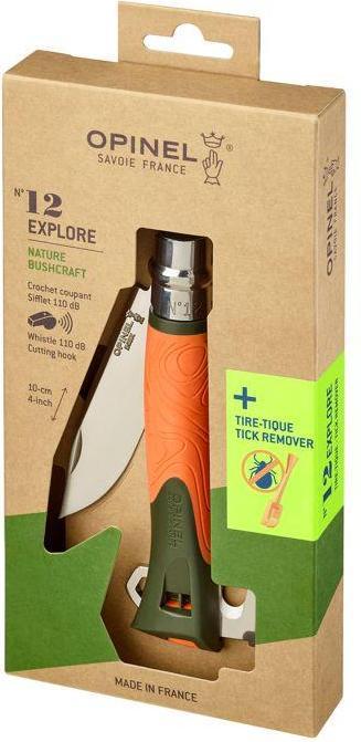 Actual product image Opinel No 12 EXPLORE pocket knife with tick tweezers (10 cm)