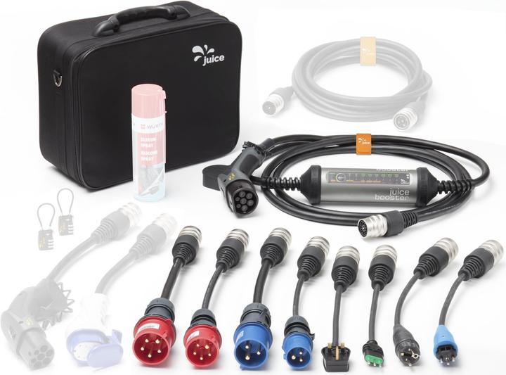Produktbild Juice Technology Juice Booster 2 EU Traveller Set (Typ 2, 22 kW, 32 A, CEE16 rot, CEE32 rot, CEE16 blau, BS 1363, CEI 23, CEE 7/7, Typ 13, CEE32 blau)