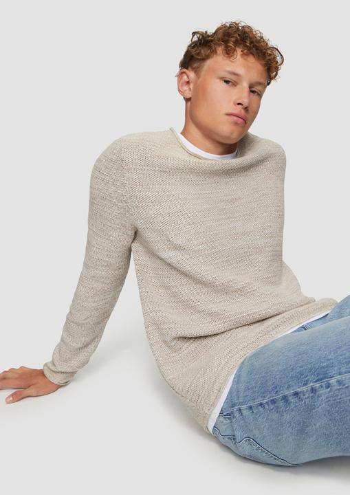 Produktbild s.Oliver Strickpullover Melierter Strickpullover mit Layering-Detail (XXL)